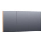 BRAUER Impress spiegelkast - 140x70x15cm - zonder verlichting - met 3 dubbelzijdige spiegeldeuren - lamellen eiken wit SW393043