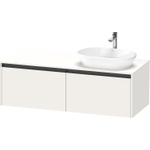 Duravit ketho 2 meuble sous lavabo avec plaque console et 2 tiroirs pour lavabo à droite 140x55x45.9cm avec poignées blanc anthracite super mat SW772241