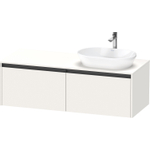 Duravit Ketho.2 Wastafelonderbouwkast - inclusief consoleplaat - met 2 laden - voor waskom rechts - 140x55x45.9cm - met handgrepen antraciet - wit supermat SW772241