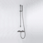 Fortifura Calvi douchekraan - met glijstangset - met staafhanddouche - metalen doucheslang - PVD - geborsteld gunmetal (antraciet) SW811927
