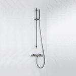 FortiFura Calvi Ensemble de douche barre curseur avec douchette stick, flexible en métal et robinet de douche Gunmetal PVD SW811927