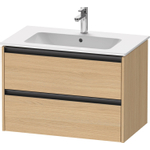 Duravit Ketho.2 Wastafelonderbouwkast - met 2 laden - 81x48x55cm - met grepen antraciet - natuur eiken mat SW772780
