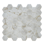 The Mosaic Factory Valencia - Carrelage mosaïque - 30x30cm - carrelage mural et sol - Hexagonal - verre recyclé - Bianco Marble Print mat SW1102485