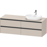 Duravit Ketho.2 Wastafelonderbouwkast - inclusief consoleplaat - met 4 laden - voor waskom rechts - 160x55x56.8cm - met handgrepen antraciet - taupe mat SW772275
