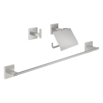 Grohe Start Cube set d'accessoires 3-en-1 - porte-rouleau de toilette avec couvercle - crochet à serviette - porte-serviette 60cm - super acier SW878149