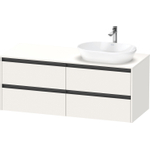 Duravit Ketho.2 Wastafelonderbouwkast - inclusief consoleplaat - met 4 laden - voor waskom rechts - 140x55x56.8cm - met handgrepen antraciet - wit supermat SW772736