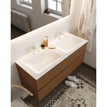 MONDIAZ VICA Badkamermeubelset - 120cm - 2 lades - wasbak Cloud dubbel - 2 kraangaten - solid surface rust SW411122