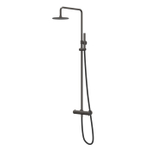 IVY Concord Ensemble de douche pluie - mural - pomme de douche medium 30 cm - douchette stick - Inox 316 - Carbon black brossé PVD SW1031864