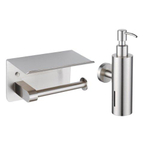 Fortifura Calvi toilet accessoireset - zeepdispenser - toiletrolhouder - met plateau - geborsteld RVS SW1441974