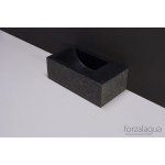 Forzalaqua Venetia Xs fonteinbak 29x16x10cm wasbak Links 0 kraangaten Natuursteen Graniet gezoet & gebrand SW230752