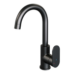 Brauer Black Edition Robinet de lavabo rehaussé avec bec rotatif économiseur d'énergie Noir mat SW385384