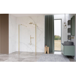 Fortifura Galeria Vrijstaande Inloopdouche - 180x200cm - Helder - antikalk - 8mm veiligheidsglas - wandsteunen - Geborsteld Messing PVD (Goud) SW992806