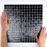 The Mosaic Factory Amsterdam carrelage mosaïque 32.2x32.2cm pour mur et sol intérieur et extérieur carré verre super noir SW62096