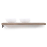 Looox Wood collection Solo plan sous vasque - 160x46cm - Avec porte-serviettes (gauche) inox brossé - Chêne massif gris ancien SW108661