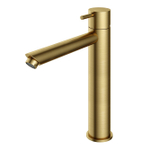 Hotbath Cobber Hoge wastafelmengkraan - met rechte uitloop - zonder waste - PVD - geborsteld messing (goud) SW229645