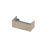 INK Wastafelonderkast - 90x45x35cm - 1 lade - greeploos - met houten keerlijst - MFC - Ivoor eiken SW798500