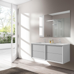 Adema Prime Core Ensemble de meuble - 120x50x45cm - 2 vasques rectangulaires Blanc - 2 trous de robinet - 4 tiroirs - avec miroir rectangulaire - Greige SW925914