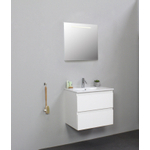 Basic Line Bella Badkamermeubelset - 60x55x46cm - 1 wasbak - Keramiek - Wit - 1 kraangat - Wandspiegel met verlichting - Melamine Wit hoogglans SW491766