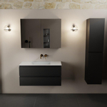 Mondiaz AIVY Ensemble de meuble - 100x45x50cm - 0 trous de robinet - 1 vasque Talc Solid surface - Centre - 2 tiroirs - avec miroir - MDF Urban SW892233