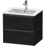 Duravit Ketho.2 Wastafelonderbouwkast - met 2 laden - 61x48x55cm - met grepen antraciet - eiken zwart mat SW771780