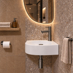 QeramiQ Fuente kit lave-mains - 30x30x10cm - trou de robinet à droite - avec robinet gunmetal - blanc brillant SW1111514