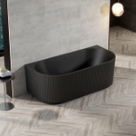 Zeza Nuo Baignoire Demi-Îlot - 170x80x58cm - nervuré - avec vidage - noir mat SW1408466