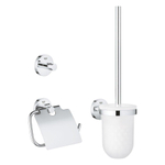 Grohe Essentials Toilet Accessoireset 3-delig - toiletborstelhouder - handdoekhaak - toiletrolhouder met klep - chroom 0438150