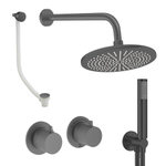 Crosswater Module Ensemble de douche de pluie encastré - 2 poignées - vidage de baignoire - pomme de douche 30 cm - douchette à main - bras mural - gunmetal SW1472430