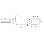 Geberit Smyle Square abattant de WC avec couvercle avec softclose forme sandwich fixation par le haut blanc 500240011 SW417373
