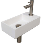 INK Versus Set lave-mains 36x18x9cm 1 trou de robinet droite Blanc mat avec robinet, siphon et bonde Nickel brossé SW439599