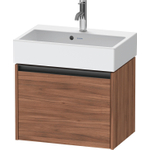 Duravit Ketho.2 Wastafelonderbouwkast - met 1 lade - 58.4x39x44cm - met greep antraciet - noten mat SW772408