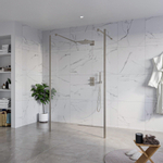 Fortifura Galeria Vrijstaande Inloopdouche - 120x200cm - helder - antikalk - 8mm veiligheidsglas - 2 zijwanden 30cm - wandsteunen en hoekprofielen - PVD - geborsteld gunmetal (antraciet) SW992959