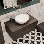 ENSEMBLE DE MEUBLE MONDIAZ LUSH - 80cm - 1 tiroir - lavabo BARCO - vasque centrale - 0 trous de robinet - marron foncé SW409588