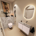 MONDIAZ TURE-DLUX Meuble toilette - 80cm - Rosee - EDEN - vasque Glace - position droite - sans trou de robinet SW1103485
