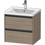 Duravit Ketho 2 Meuble sous-lavabo - 2 tiroirs - 58.4x45.5x54.9cm - poignées anthracite - chêne terra mat SW773058