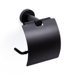 Ozean Porte-papier toilette avec couverlce rond noir mat SW209324
