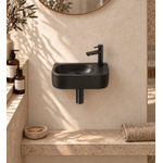 QeramiQ Fuente pack lave-mains – demi-rond – 40 x 21,5 x 12 cm – perçage à droite – robinet noir mat SW1232796