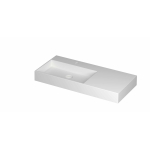 INK United wastafel - 100x45x11cm porselein links met 1 kraangat incl. porseleinen click plug en verborgen overloop systeem - mat wit SW956088
