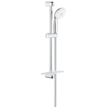 GROHE New Tempesta 100 Ensemble barre de douche - 60cm - douchette ronde - 3 types de jets - flexible de douche lisse - avec porte-savon - chrome/blanc SW108111