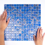 The Mosaic Factory Amsterdam mozaïektegel - 32.2x32.2cm - wand en vloertegel - Vierkant - Glas Medium Blue glans SW62147