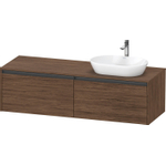 Duravit Ketho.2 Wastafelonderbouwkast - inclusief consoleplaat - met 2 laden - voor waskom rechts - 160x55x45.9cm - met handgrepen antraciet - donker noten mat SW772710