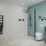 Fortifura Galeria Douche à l'italienne - 60x200cm - verre clair - Noir mat SW917228