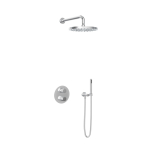 Hotbath Buddy IBS Ensemble de douche pluie - inverseur 2 voies - bras mural 35 cm - pomme de douche ronde 30 cm - douchette barre - chrome SW18266