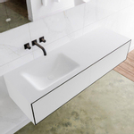 Mondiaz Lagom Meuble avec 2 tiroirs 140x30x45cm vasque Cloud gauche sans trous de robinet Solid Surface Urban SW409209