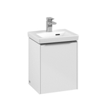 Villeroy & Boch Subway 3.0 wastafelonderkast 40x40x30cm met 1 linksdraaiende softclose deur met aluminium glanzende greep spaanplaat Brilliant white SW701602