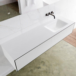 Mondiaz Lagom Meuble avec 2 tiroir 160x30x45cm vasque Cloud droite sans trous de robinet Solid Surface Urban SW409267