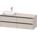 Duravit Ketho 2 meuble sous-lavabo avec plan de console avec 4 tiroirs pour vasque à poser à gauche 160x55x56.8cm avec poignées anthracite taupe mat SW772975