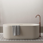 Ideavit Archtec Baignoire îlot 170x75x60cm - Rock Texture - avec trop-plein - bonde clic clac - pieds réglables - crème SW1220454