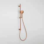 Fortifura Calvi Glijstangset - geïntegreerde wandaansluitbocht - doucheslang metaal- ronde handdouche - Geborsteld koper PVD (Koper) SW1210184