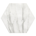 Terravito Fareno wand- en vloertegel - 21.6x25cm - 9mm - Zeshoek - Marmerlook - wit mat SW420151